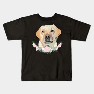 Yellow lab with floral Kids T-Shirt